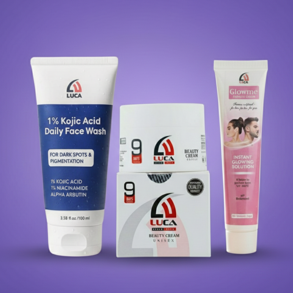 LUCA Combo Pack – Luca Beauty Cream + Fairness Cream + 1% Kojic Acid Face Wash