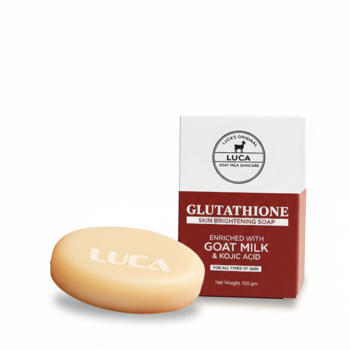 LUCA Glutathione Skin Brightening Soap – Nourished by Goat Milk, Enhanced by Glutathione